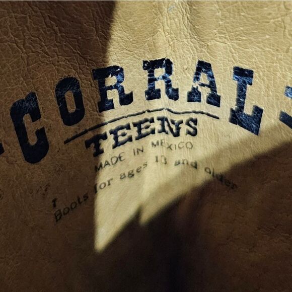 CORRAL Teens Western Pull On Brown Leather Embroidered Boots - Size 4 - Picture 10 of 13